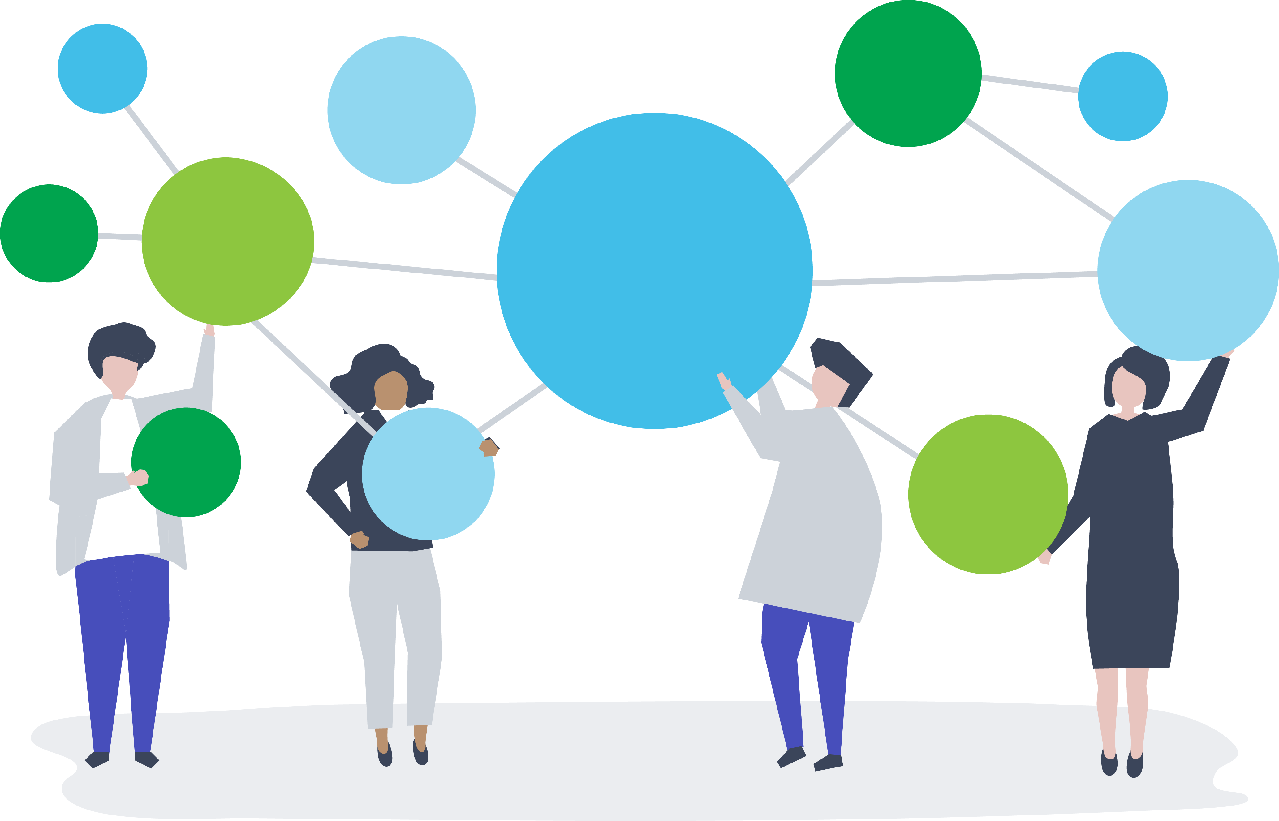 people holding globes that are all connected