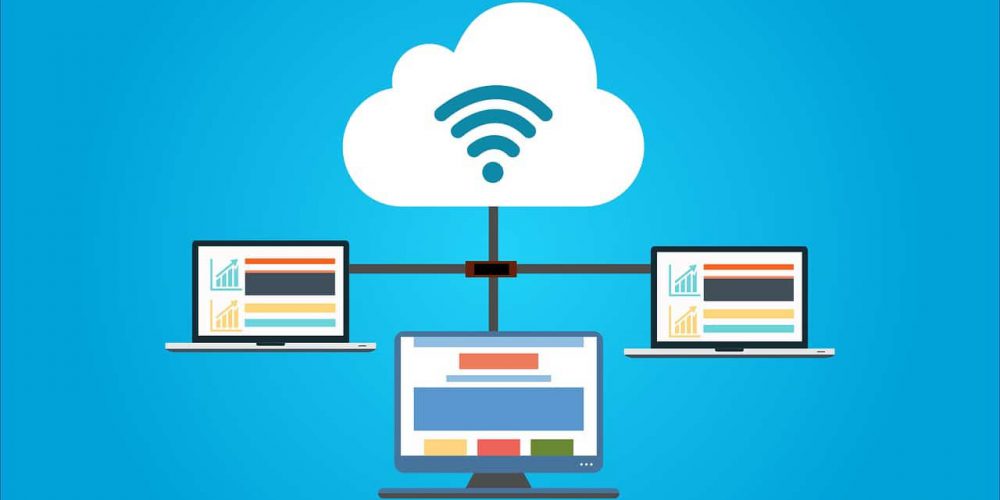 managed it cloud solutions - cloud with wifi symbol connected to computers