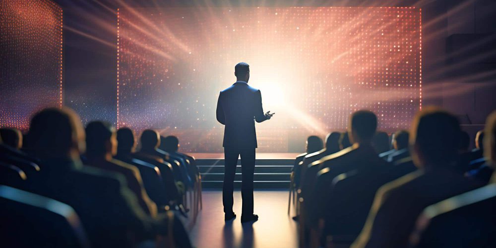 man giving speech
